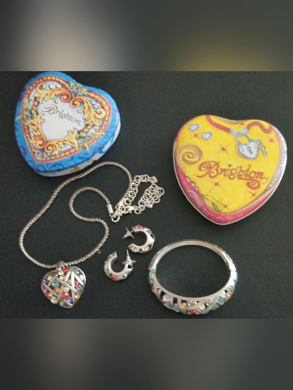 Brighton Multicolor Heart Necklace and Bracelet Set...